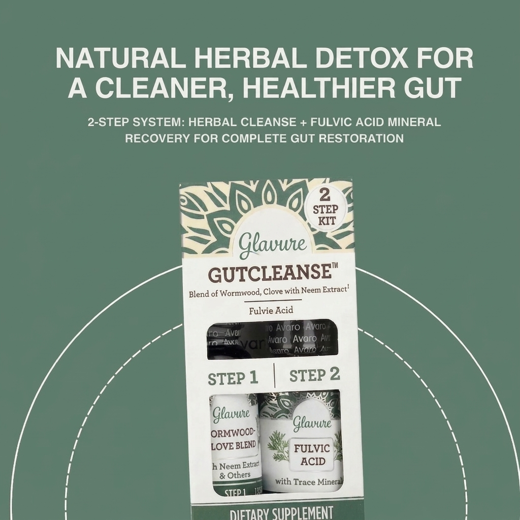 Glavure Gut Cleanse 2 Step Parasite Cleanse Kit - Natural Herbal Detox for a happier and Healthier Gut