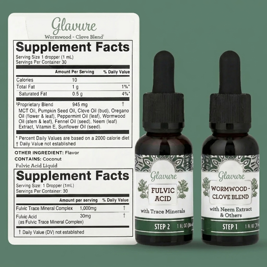 Glavure Gut Cleanse 2 Step Parasite Cleanse Kit - Natural Herbal Detox for a happier and Healthier Gut